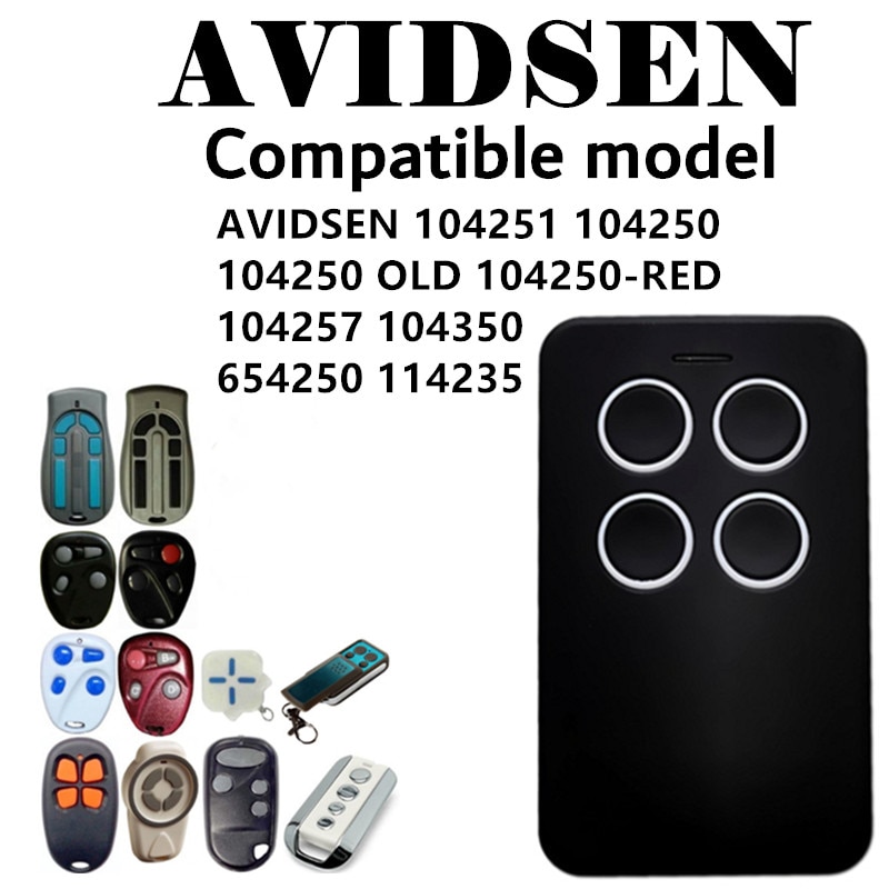 Mando a distancia para puerta de garaje de 433mhz, Compatible con AVIDSEN 104251 104250 104250, antiguo 104250RED 104257 104350 280-868MHZ