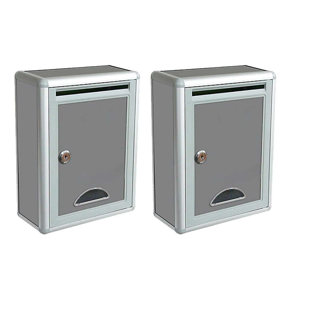 2pcs Aluminium Alloy Wall Mounted Mailbox Lockable Letterbox Post Box Vertical Locking Mail Box for Home Garden Wall Decor