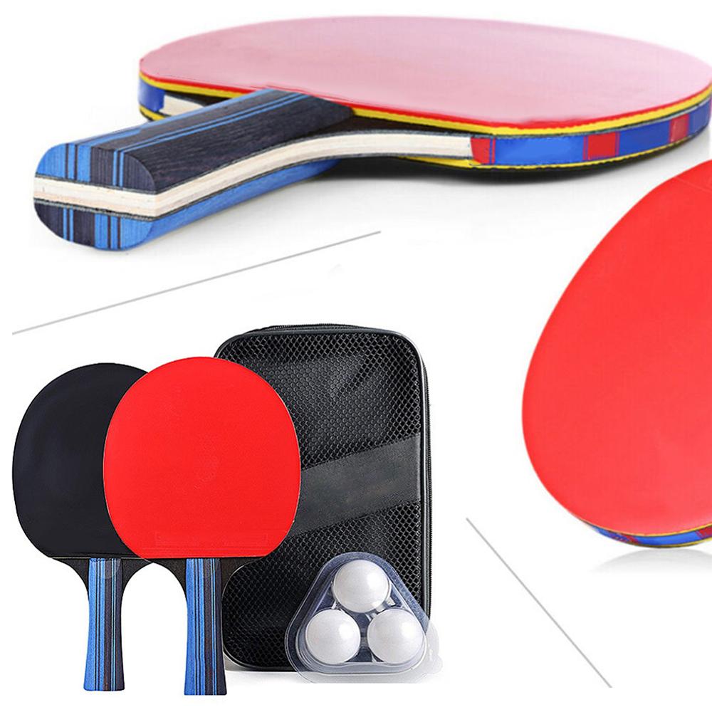 A Pair Pingpong Bat Table Tennis Sports Ping Pong Racket Paddle Bat+3PCS Balls Bag Set