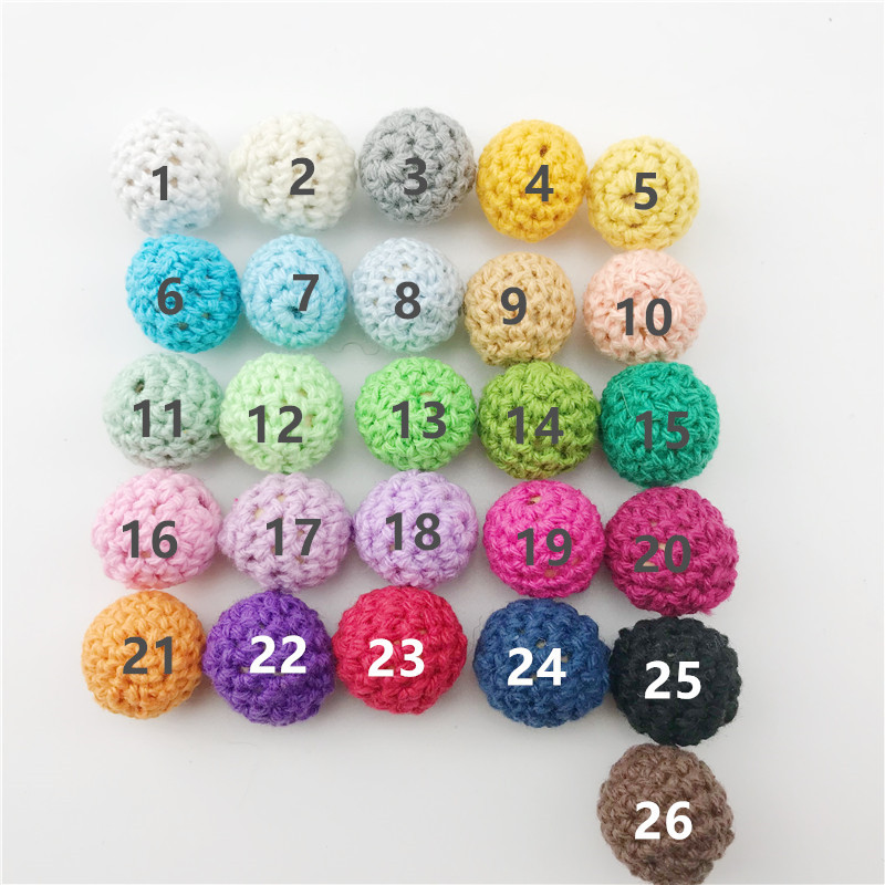 30Pcs Houten Gehaakte Bedekt Kralen Colour Mix Bal 16Mm Voor Baby Tandjes Diy Ketting Mini Haak Kraal: Type 7