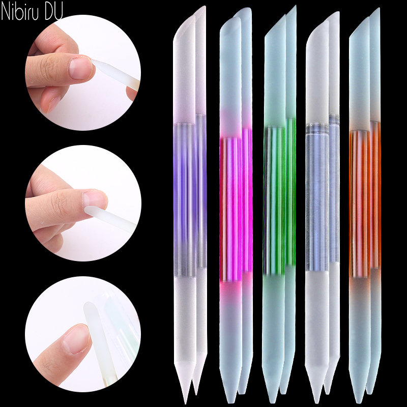 10 Stks/set Nail Art Gereedschap Precisie Indienen Cuticle Pusher Nail File Set Dubbelzijdig Crystal Glass Nagelvijlen Manicure Pedicure