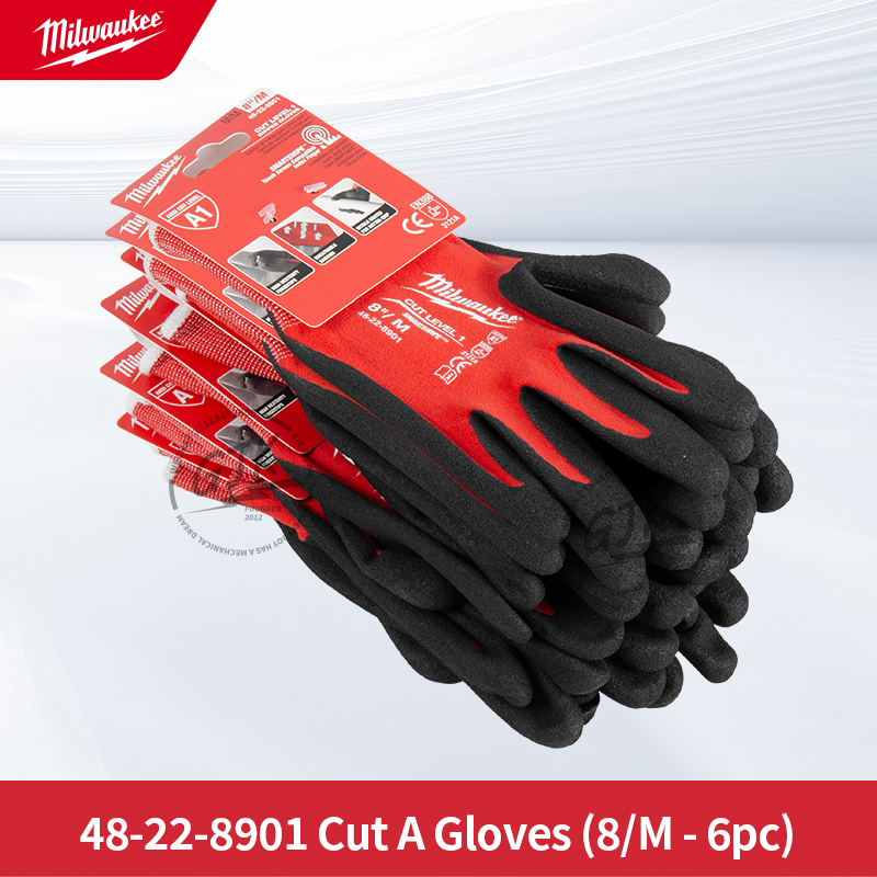 Milwaukee® 48-22-8901 cut level 1 nitril-dyppede handsker, blødt og behageligt for, åndbar handske, rød, m: Militærgrøn