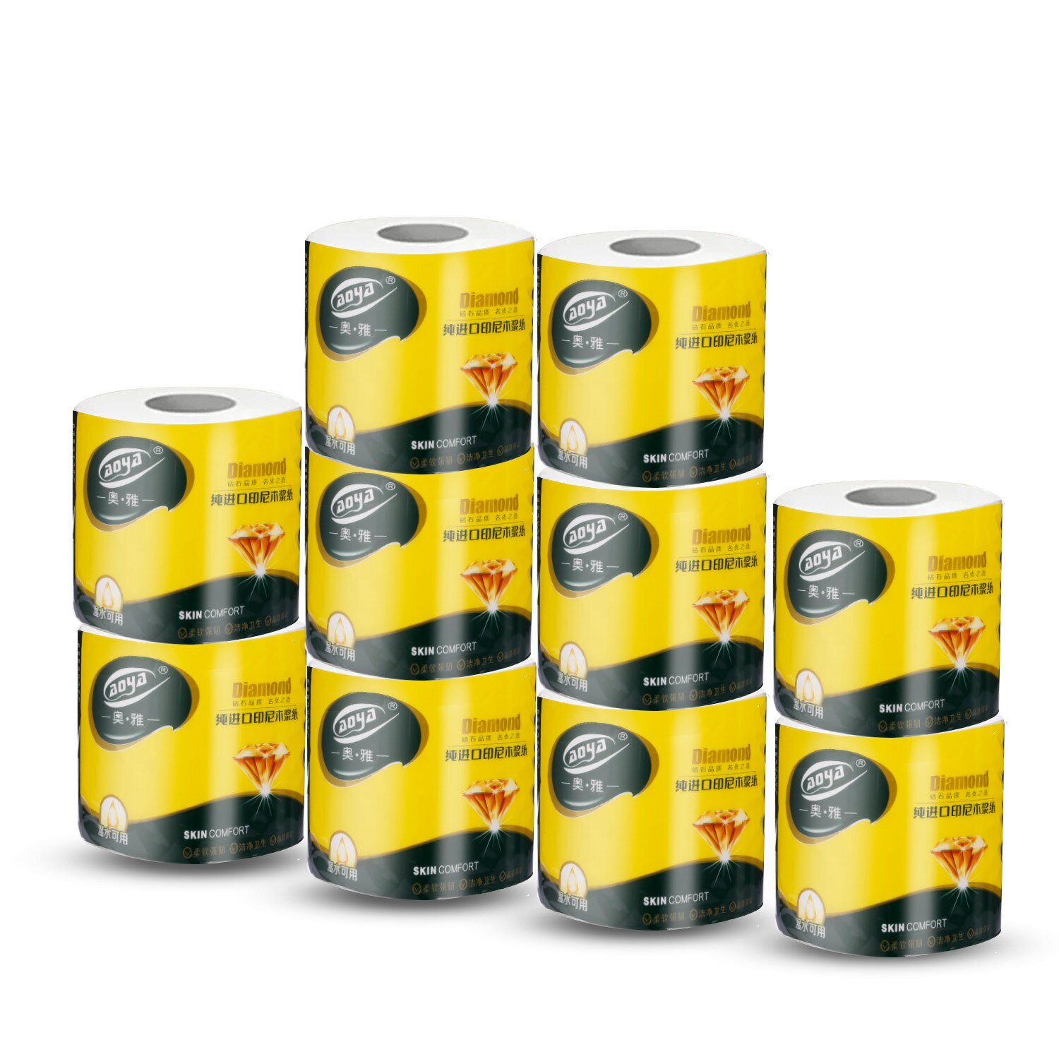 Toilet paper White Indonesia Wood Pulp 4 Layers 10 Pack Eco-Friendly Recycled Paper Home Use Soft