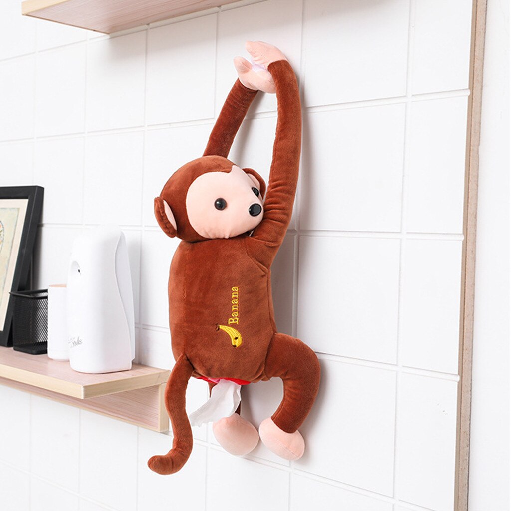 Tissue Box Cartoon Monkey Paper Napkin Tissue Boxes For Car Bathroom Hanging Style Napkin Paper Box Organization 20#27
