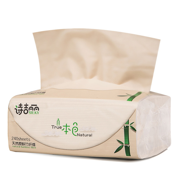 Pakke 1 pakke sijili 4-- etterslep fortykket bambusmasse med naturlig farge og ikke-bleket toalettpapir