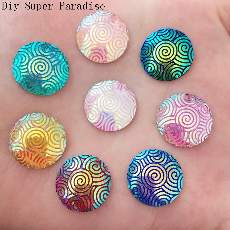 DIY 20pcs 16mm AB Resin Round FlatBack Scrapbook Accessories Wedding Scrapbook Craft K43