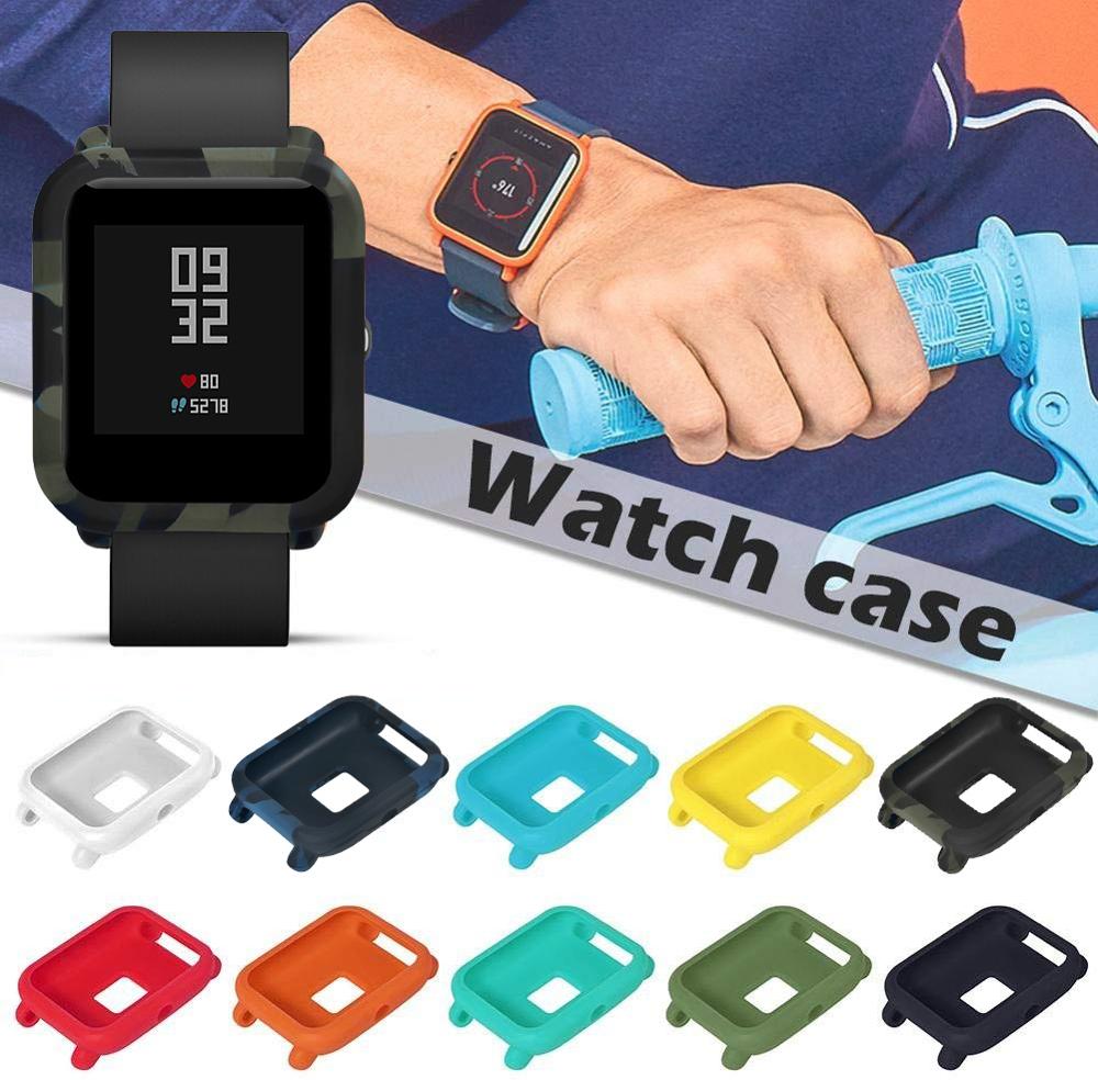 Skydd för huami amazfit bip pace ungdomsklocka smarta tillbehör skyddsram färgglad fodral skal skal mjuk silikonram