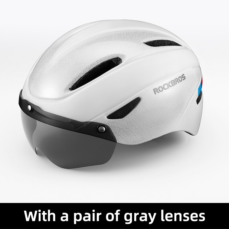 Rockbros Fiets Helm Eps Integraal Gegoten Ademend Fietshelm Mannen Vrouwen Goggles Lens Mtb Racefiets Helm Accessoires: WT-018S-W