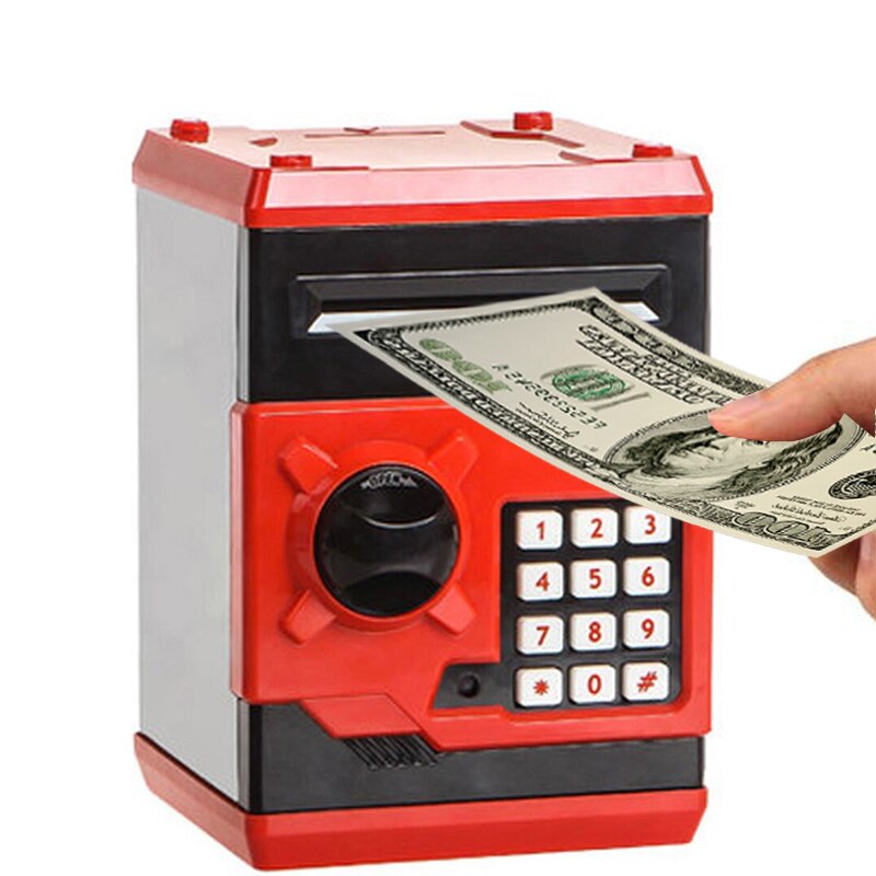 Nieuw Spaarpot Mini Atm Spaarpot Elektronische Wachtwoord Kauwen Coin Cash Storting Machine Cadeau Voor Kinderen kids-Blauw