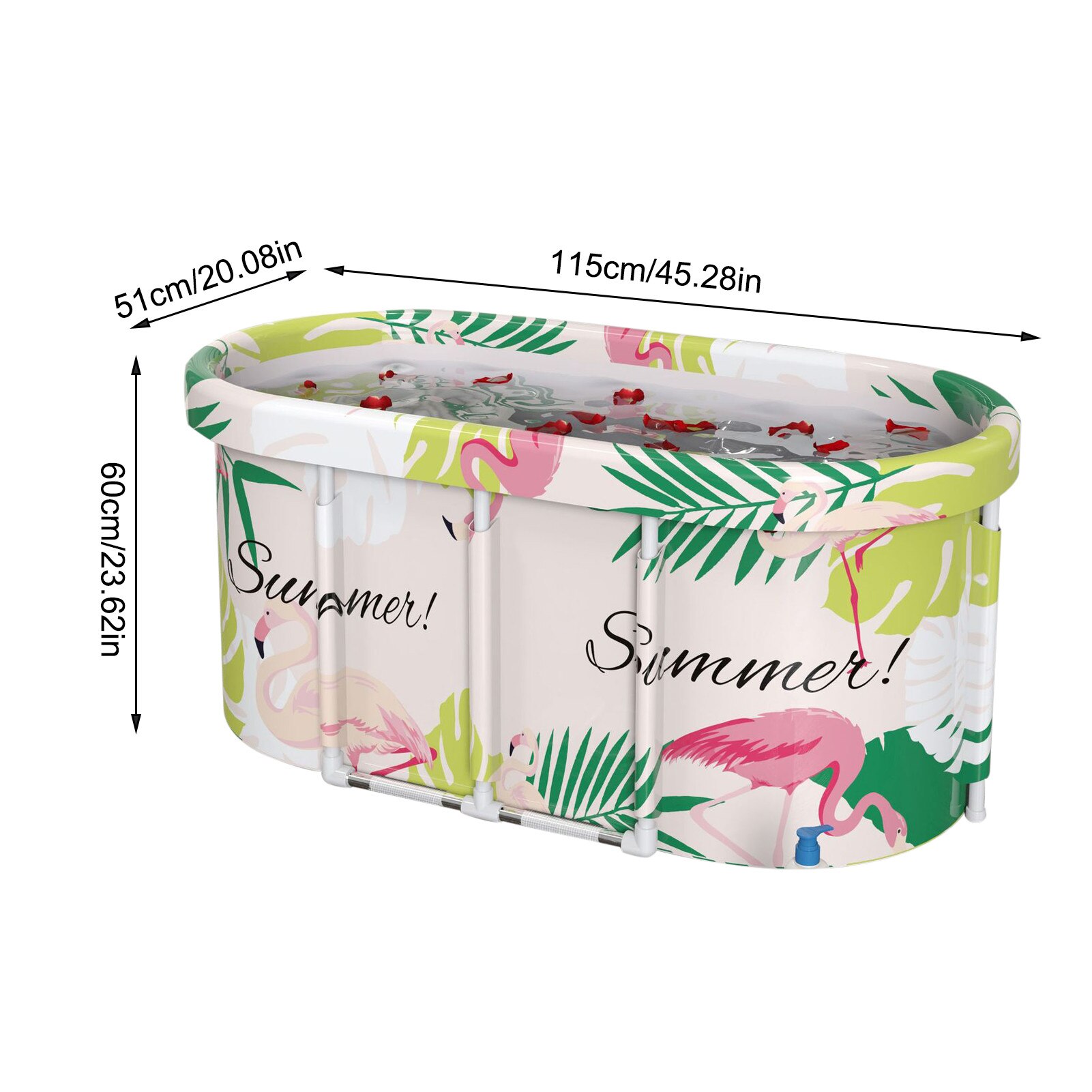 Foldable Bathtub Adult Child Bath Tub Full Size Pool Spa Bathtub Tool Free Disassemble Full Body Large Bathtub In stock: Flamingo