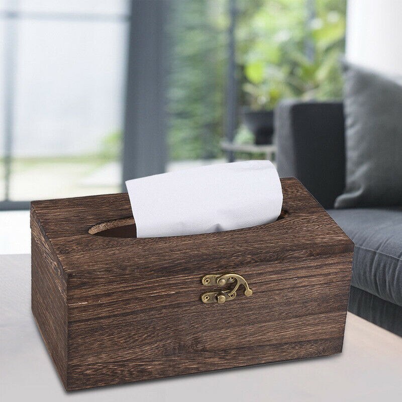 Retro Solid Wooden Tissue Box Toilet Paper Cover Case Napkin Holder Home Car Hotel Home Decor Holder Storage Organizer