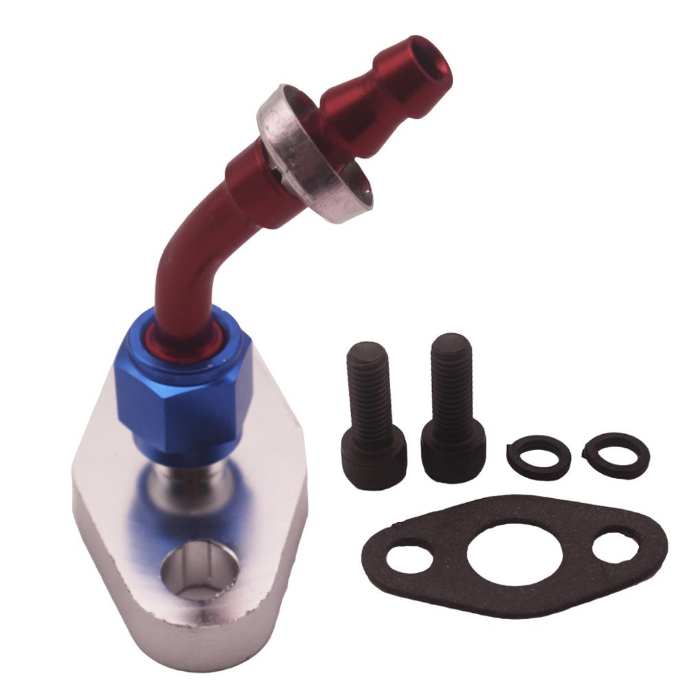 Billet Turbo Oil feed Flange 45 Degree 1/4" barb Rotating 360 Degree fit AN4 pus