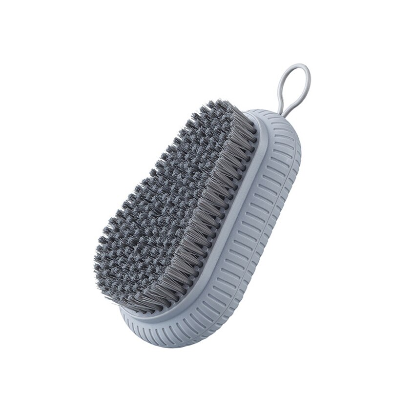 Cute ABS Soft Bristle Cleaning Brush Multifunctional Clothes Laundry Brushes Washing Shoes Board Brush With Hanging Lanyard: Gray