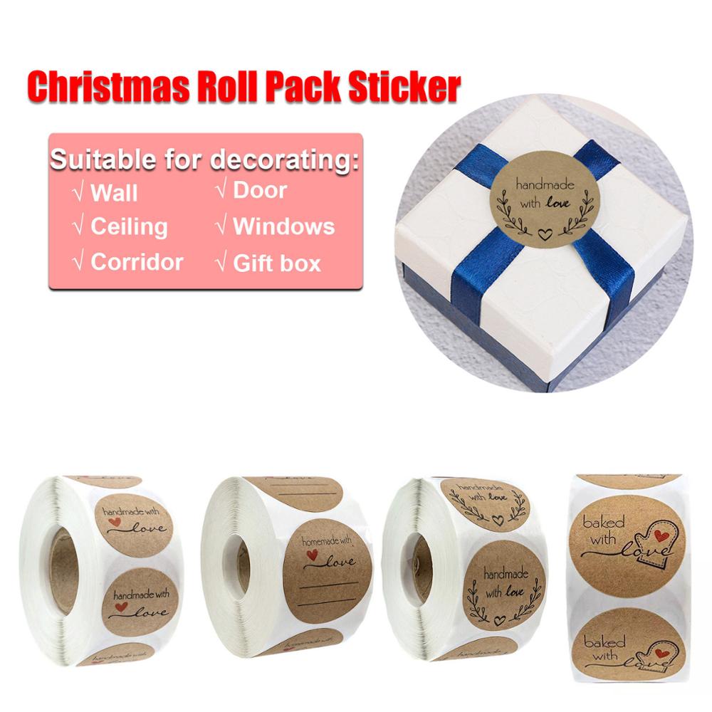 500PCS Round Labels Handmade Kraft Paper Packaging Sticker for Candy Dragee Bag Box Packing Bag Wedding Thanks Stickers