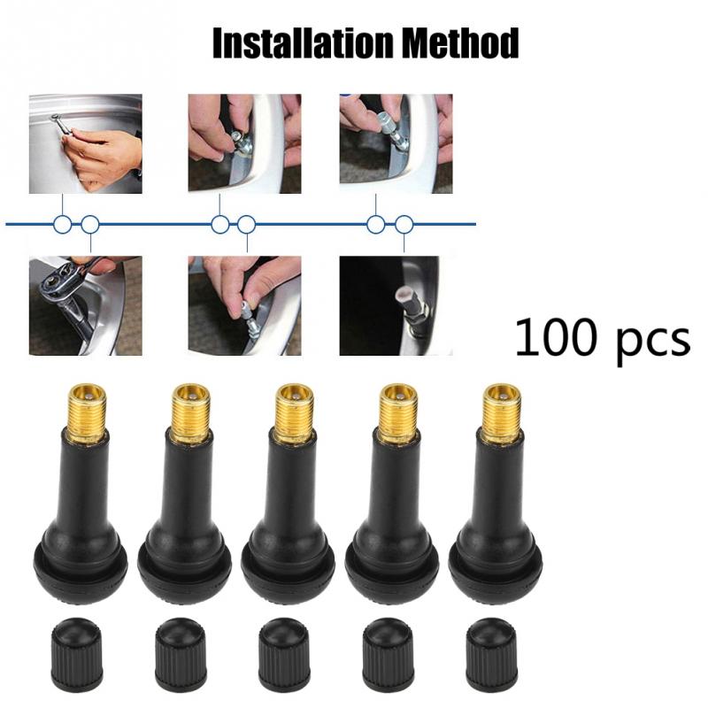 TR412/TR413/TR414 100 pcs Tire valves Car Motorcycle Universal Replacement Snap in Tire Tyre Valve Stem automobiles Rubber Alloy