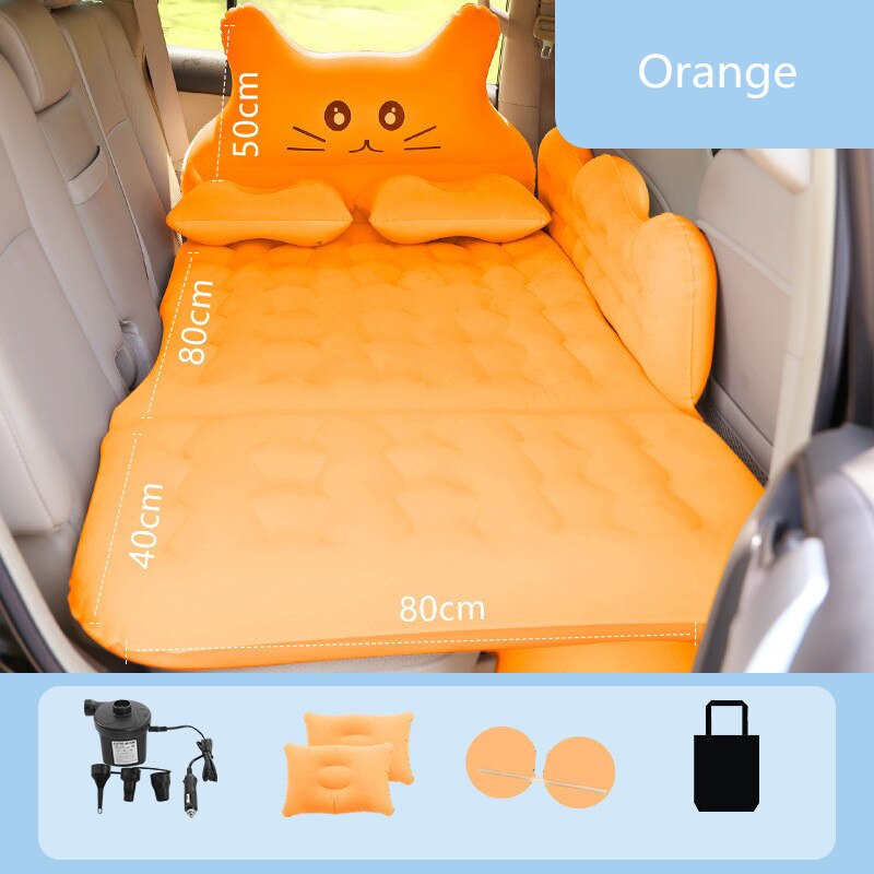 Cama inflable de 67x31 pulgadas para coche, alfombrillas para dormir en la parte trasera, colchón para dormir, asiento trasero de coche, cama de viaje: Naranja