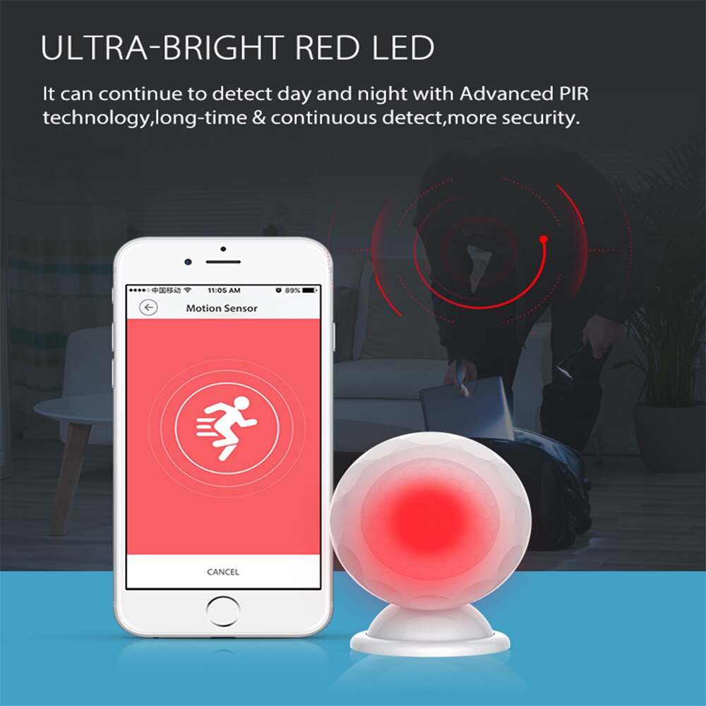 2.4GHz Measure The Light Sensitivity With Magnet Bracket WiFi PIR Motion Sensor With Tuya App And Smartlife