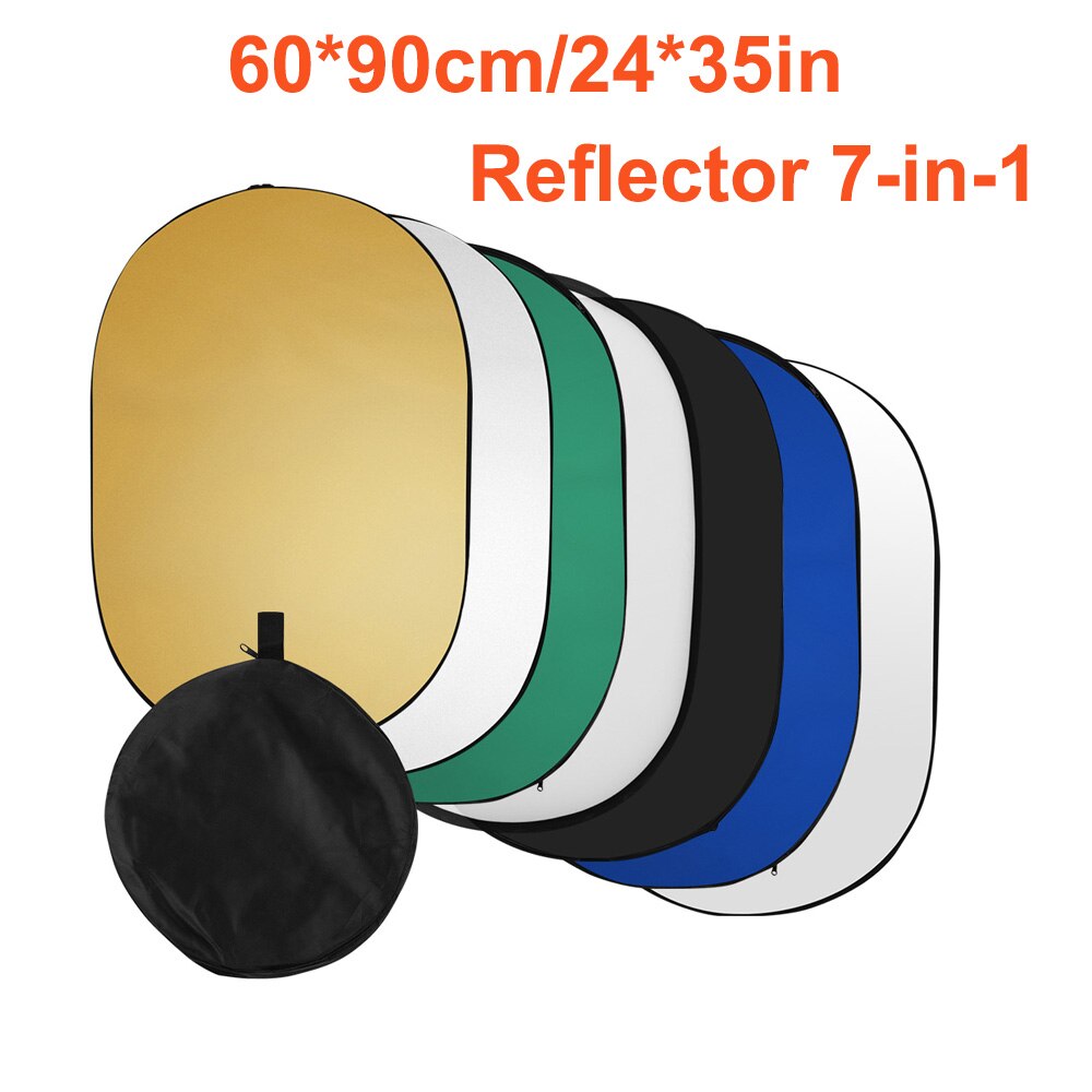 60 * 90cm/ 24 * 35inch Collapsible Light Reflector 7 in 1 Multi Disc Photography Studio Photo Oval Portable Photo Disc with Bag: style 4
