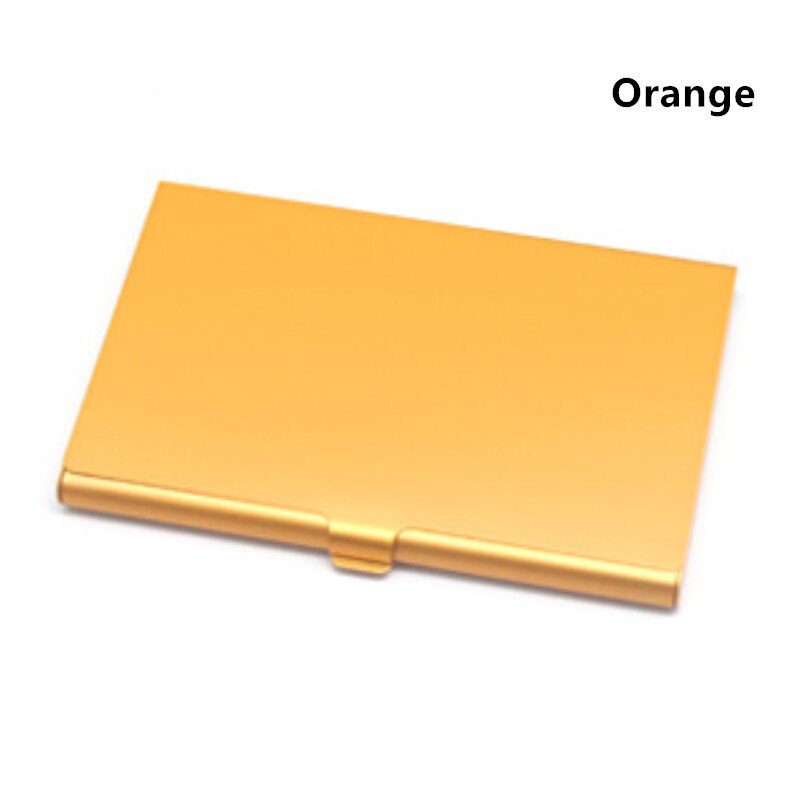 Casual Business Card Case Stainless Steel Aluminum Holder Metal Box Cover Credit Men Business Card Holder Metal Wallet: Orange