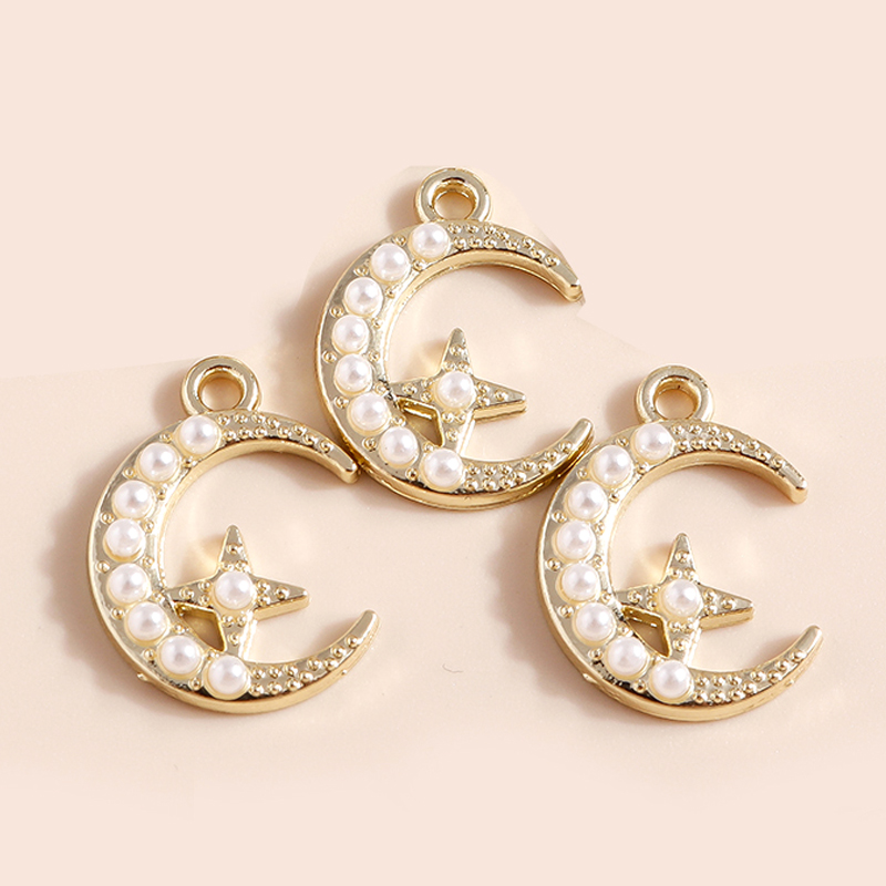 Leslie 5 Stuks Prachtige Gouden Zilveren Kleur Kristal Halve Maan Sterren Bedels Voor Oorbellen Armband Ketting Diy Sieraden Hangers: Black Zinc Plated