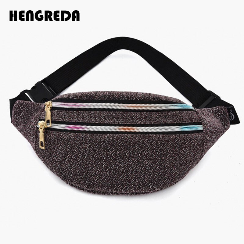 Waist Bag Fanny Pack Women`s Belt Bag Oxford Hip Bum Bag Travel Shiny Pocket Zipper Pouch Purse for Moblie Phone Key: Red