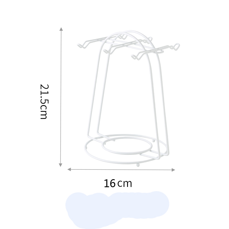 Étagère de rangement pour tasses de café et plats style européen, étagère suspendue noire, en fer, avec fleurs et tasses de thé: white(Hold 6 cups)