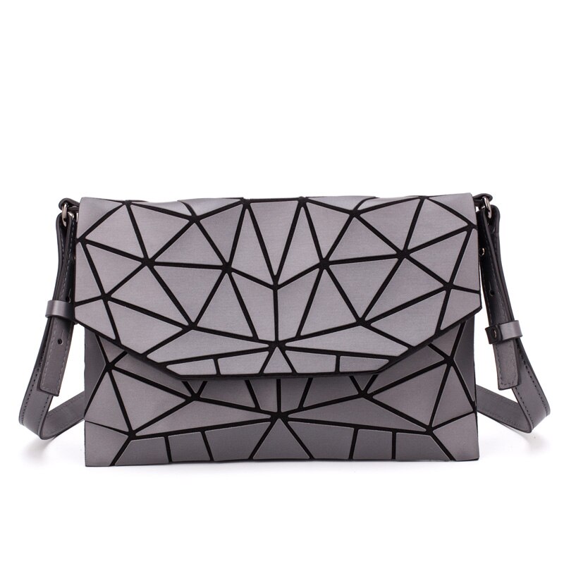 Lichtgevende Schoudertassen Vrouwen Messenger Bag Casual Clutch Avondtassen Geometrische Vouw Over Handtassen Envelop Tas Vrouwen: Gray