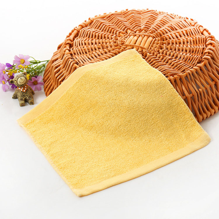 2pcs Kindergarten Kids Children Solid Color Skin-friendly Handkerchiefs Bamboo Fiber Wash Face Hand Towel FS0587: yellow