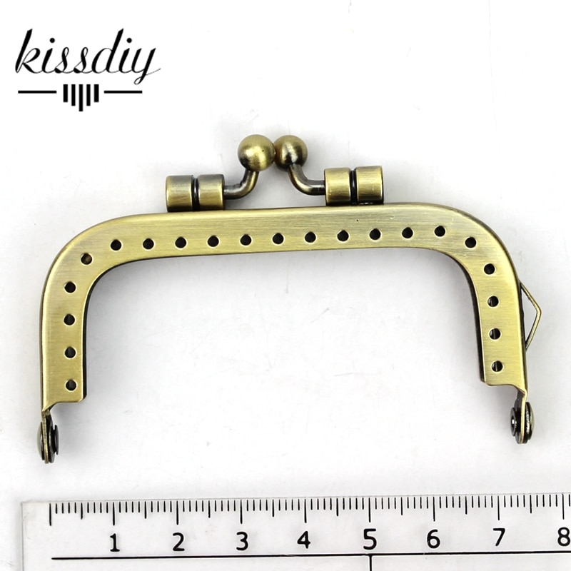 Kissdiy 20 Stks/partij 7.5Cm Vierkante Metalen Purse Frame Kleine Size Antiek Brons Portemonnee Kus Gesp Diy Tas Hardware accessoire