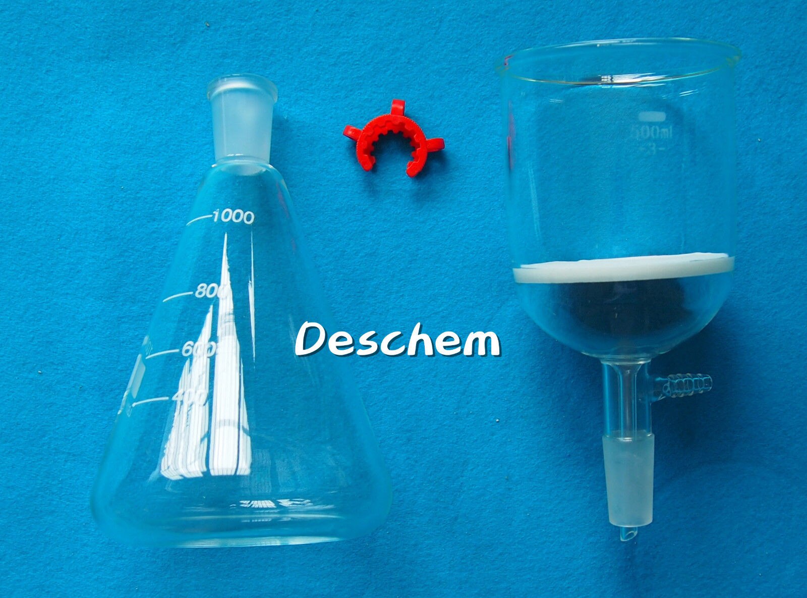 Lab Glas Zuig Filtratie Kit, 500 ml Buchner Trechter & 1000 ml Erlenmeyer