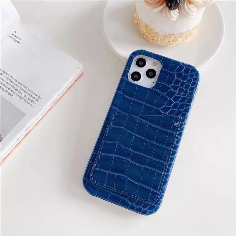 Custodia per telefono in pelle PU con motivo a coccodrillo Vintage retrò per iPhone 12 Mini Pro XS MAX XR X 7 8 Plus SE Cover per telefono: Blue