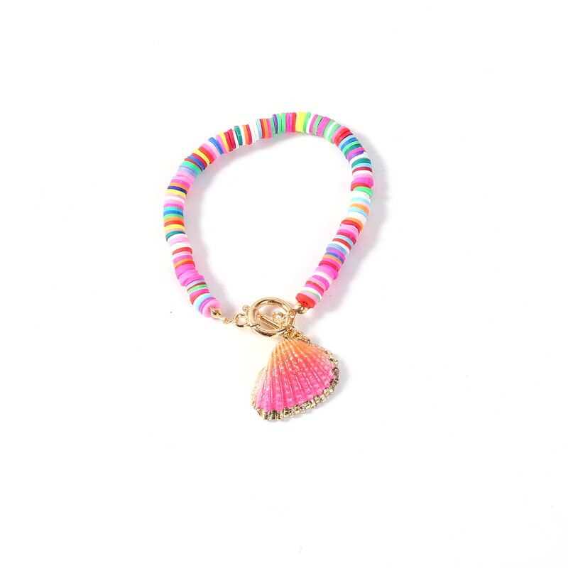 18cm Bohemia Colorful Shell Bracelet for Women Clay Bracelet Alloy OT Buckle Summer Beach Jewelry: 7