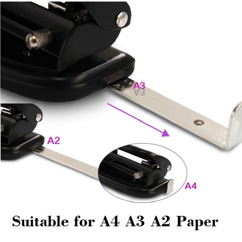 Perforadora ajustable de 4 agujeros con regla de adecuada para papel A2 A3 A4, 10 piezas de papel de una vez, tamaño de agujero de 6mm