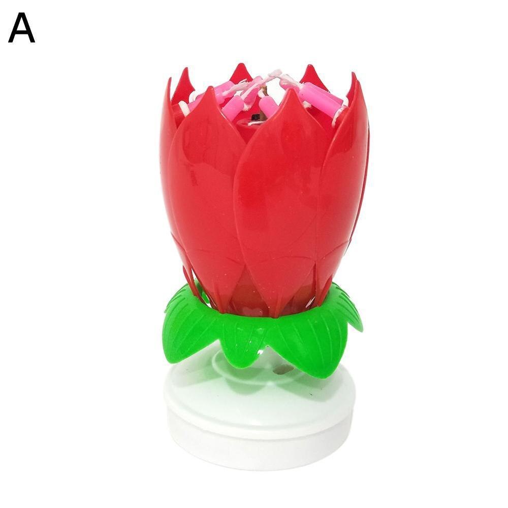 Birthday Cake Music Candles with 8 Candles Lotus Flower Christmas Festival Decorative Music Wedding Party: A