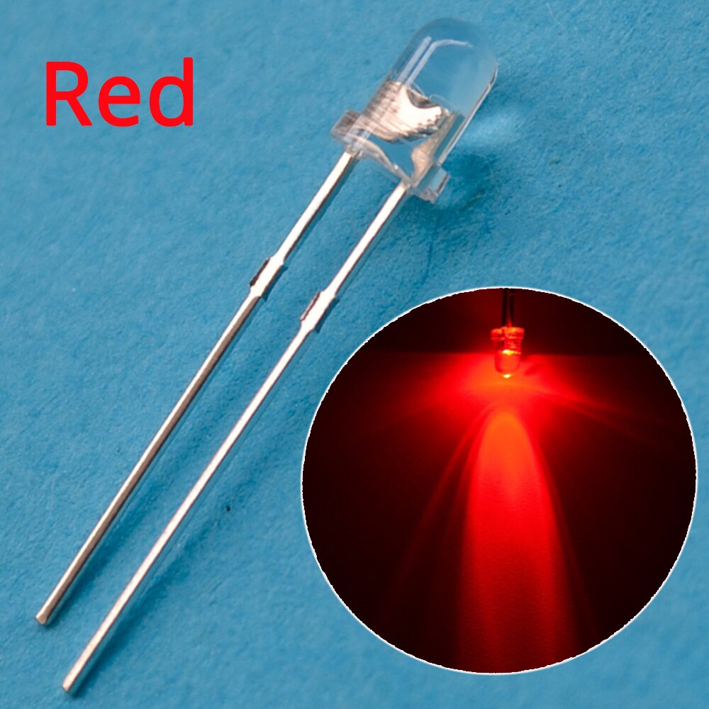 100pcs Min F3 3mm 2pins Round Red Diode Led Water Clear Super Bright Light-emitting Diode Bulb Led Lamp Super Bright Light Beads