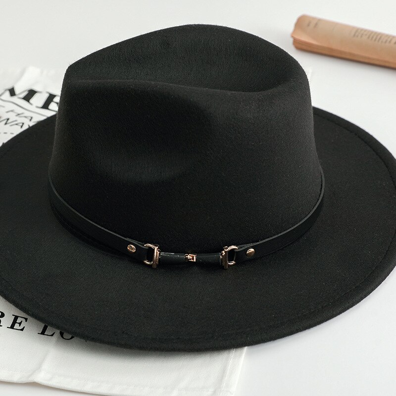 Leveä lierihattu fedora huopa aikuinen lempeä mies talvi klassinen keskipitkä nainen leveä vintage tyylikäs nainen hattu