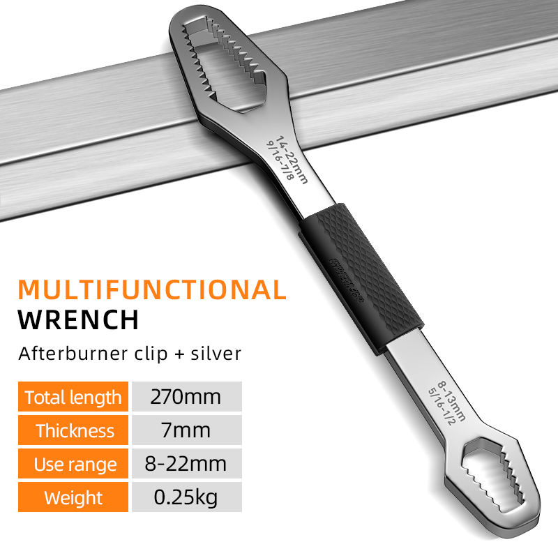 Universal Torx Wrench Adjustable Torque Wrench 8-22mm Ratchet Spanner for Bicycle Motorcycle Car Repair Tools Mechanical Tool: Silver