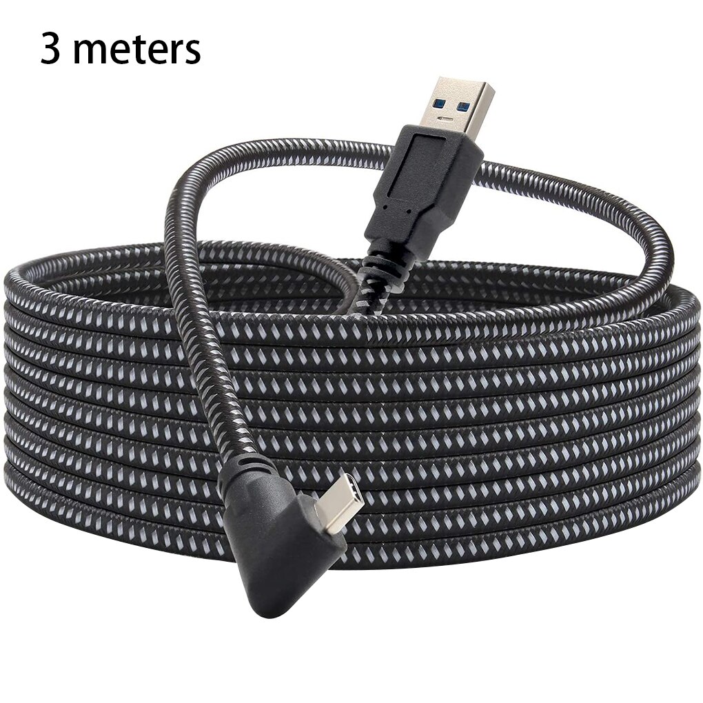 Pour Oculus Quest 2 Lien Câble 5M USB 3.0 Charge rapide Câbles USB 3.0 Type C Transfert De Données USB-A À Type-c Câble Accessoires VR: 3m black