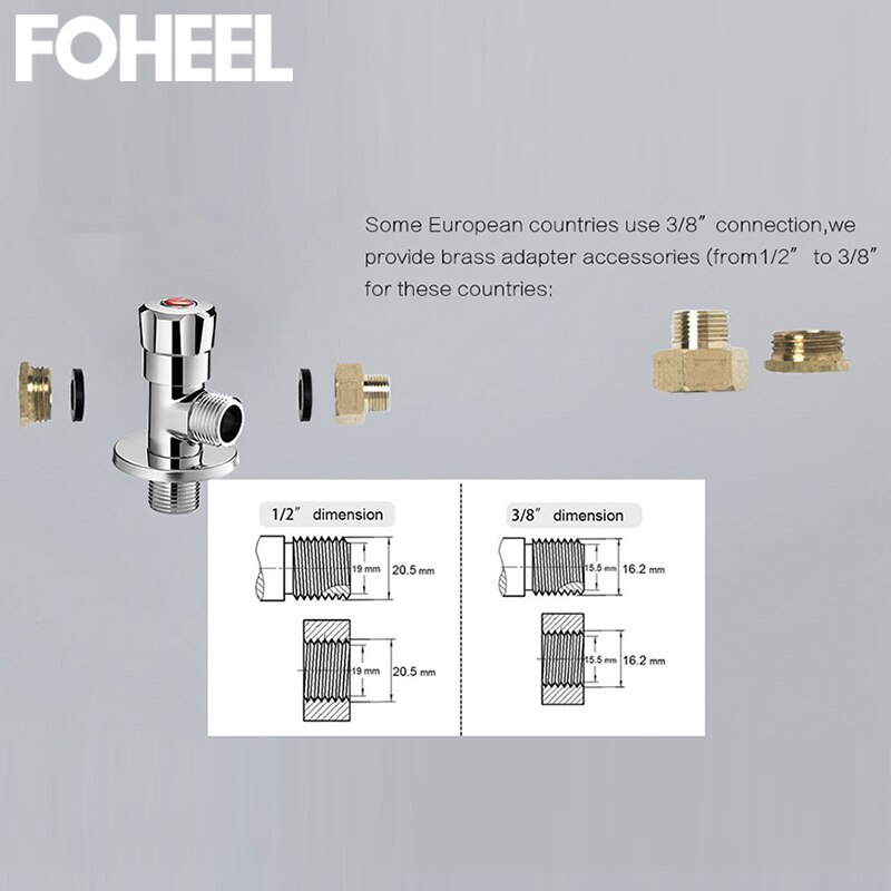 FOHEEL Copper Angle Valves G1/2 Plating Angle Valve Thickened Quick Opening Large Flow Filling Valves for Toilet Sink Water