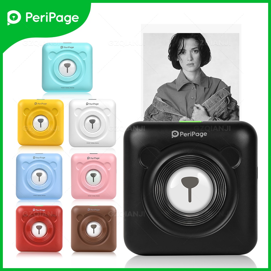 Mini Sticker Label Photo Printer Peripage A6 8 Soorten Van Kleur Foto Printer Bluetooth Draadloze Telefoon Drukmachine Printer