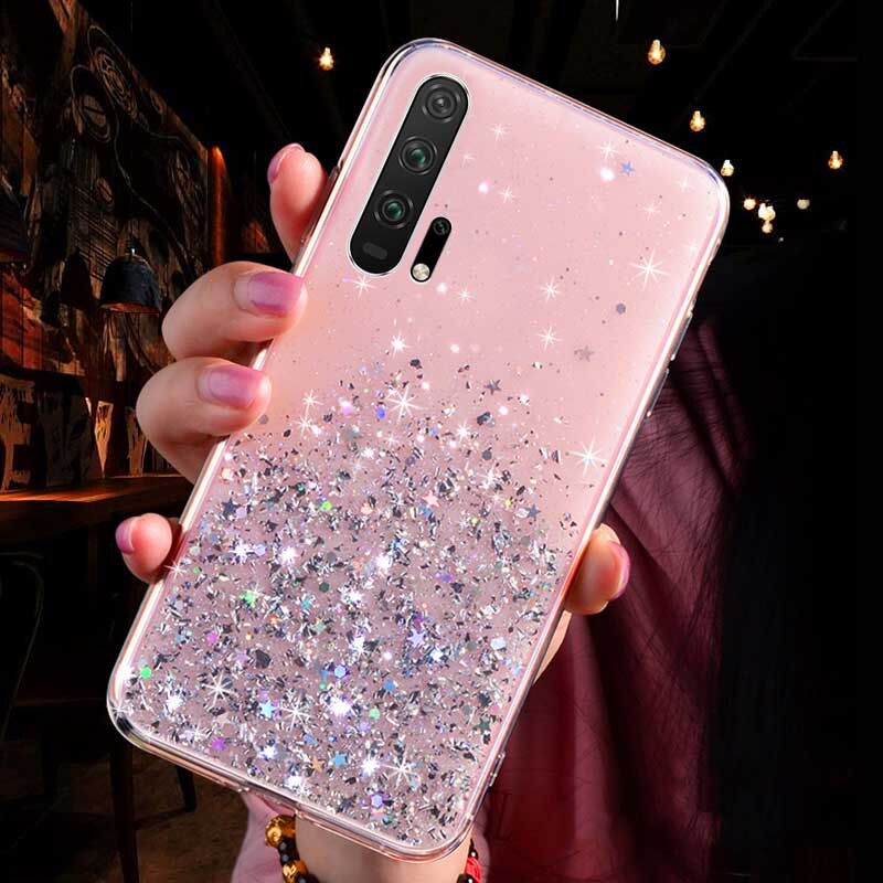 Coque de téléphone souple de luxe à paillettes, étui arrière en TPU pour Huawei P20 P30 P40 P50 Lite Pro, 20 30 50 V10 Lite Pro: Néoprène / Rose