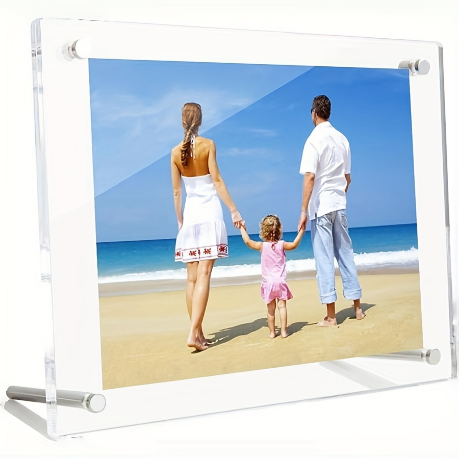 Ensemble de cadres Photo en acrylique, porte-Photo de bureau sans cadre de Style magnifique, cadre flottant rectangulaire et horizontal avec support