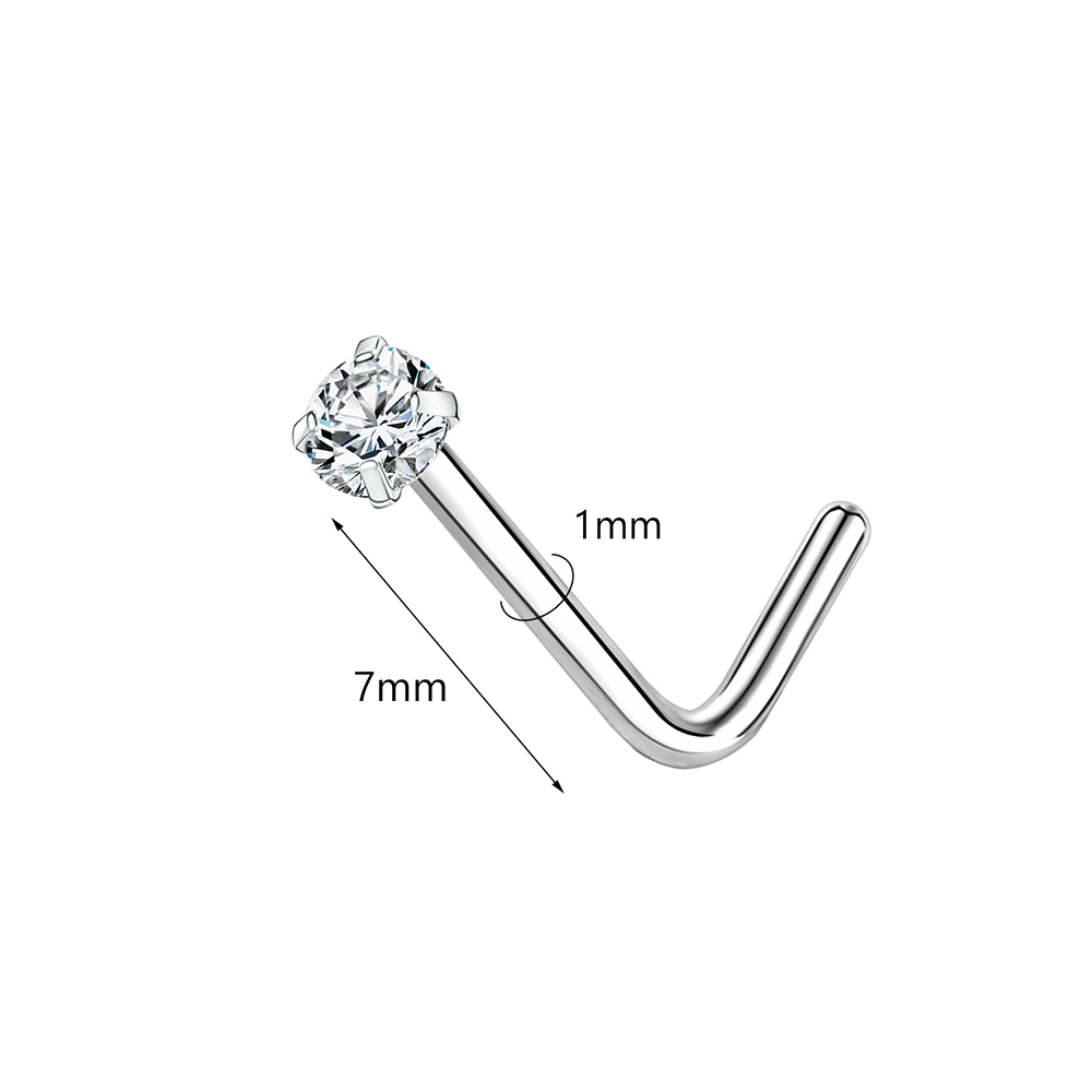 ZS 18/20G 925 scheggia narice piercing Placcato Oro Naso Borchie Zircone Lucido Setto Anelli Al Naso per Le Donne Reale sterlina Naso perno: bianca / Rame antico placcato
