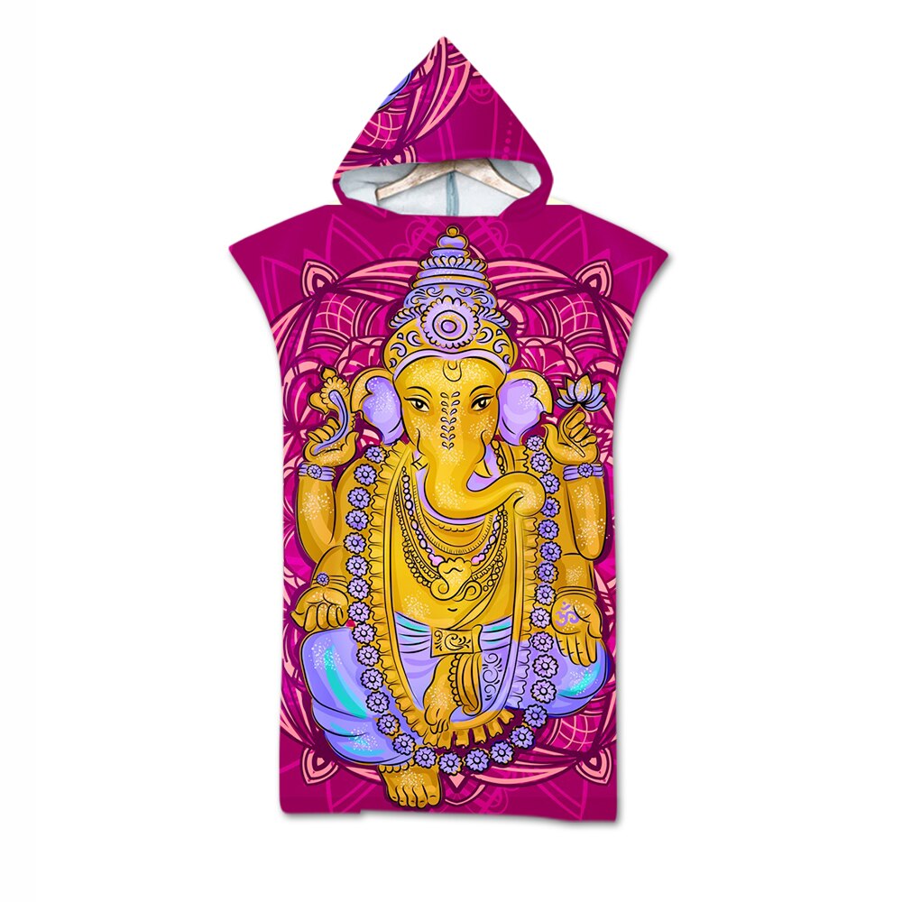 Microfiber Changing Robe Bath Towel Outdoor Hooded Wetsuit Print Elephant Beach Towel Poncho Bathrobe Cloak For Adult Swimming: 11