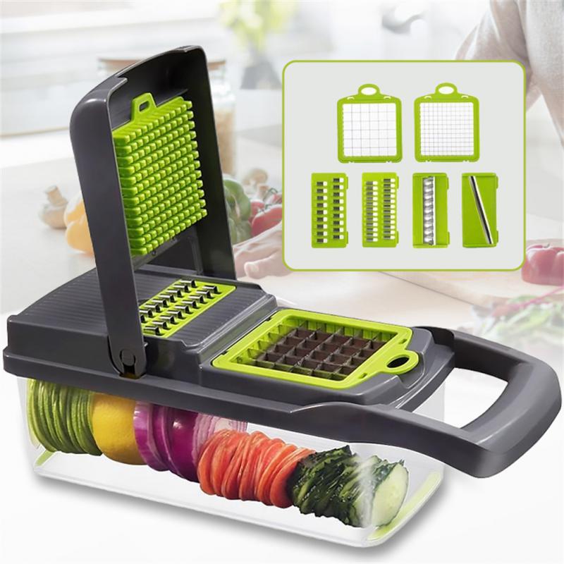 Multifunction Vegetable Cutter Stainless Steel Blade Vegetable Fruit Slicer Transparent Meat Machine Kitchen Accessories