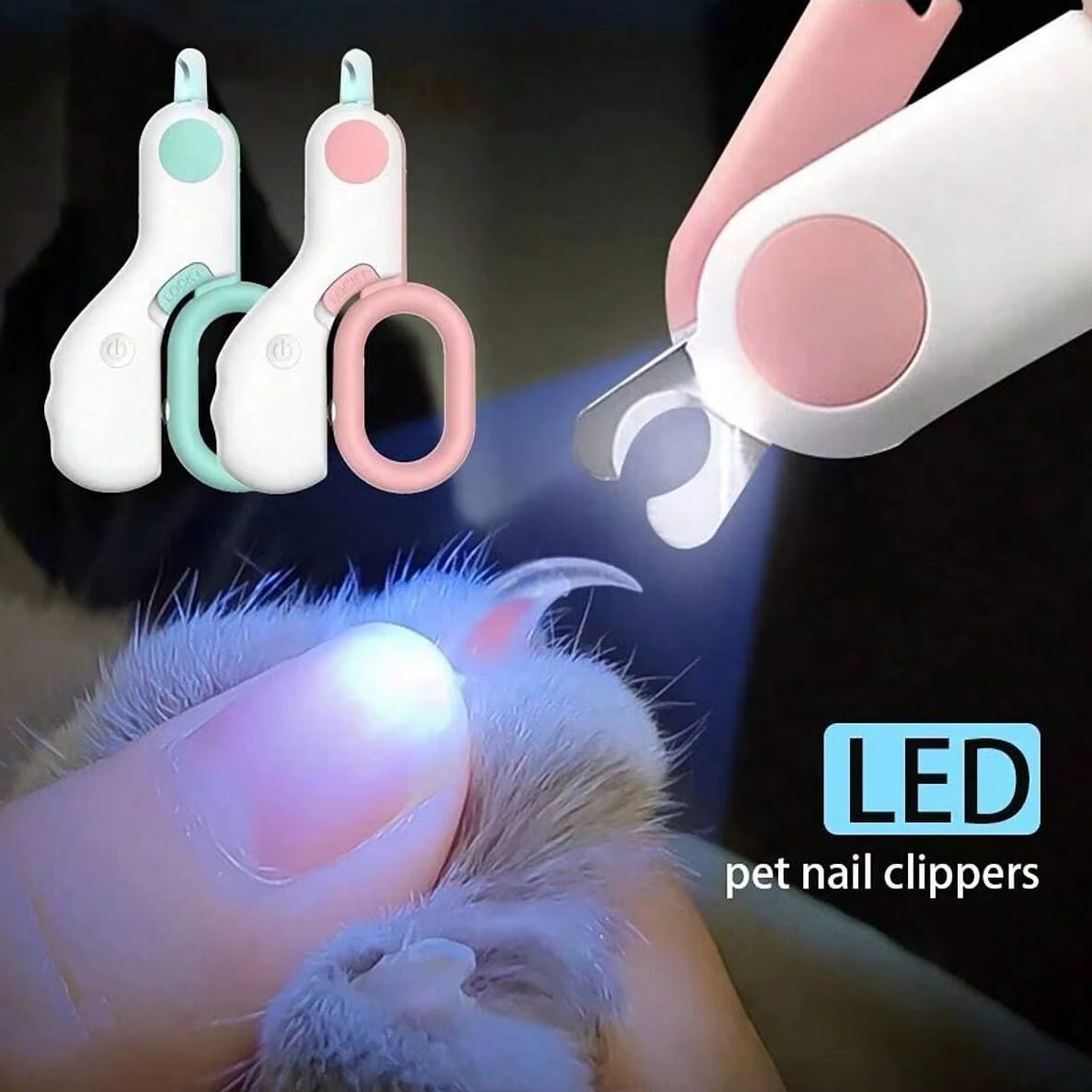 Pet Nail Clipper LED Light Illuminate Bleeding Line Claw Scissors Avoid Over Cutting