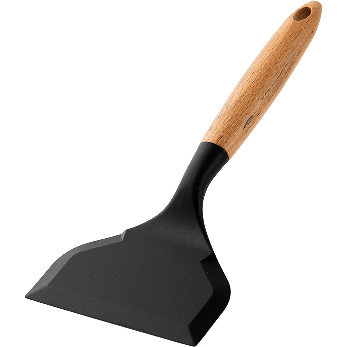 Espátula de silicona con mango de madera, espátula antiadherente de boca ancha para freír, termoestabilidad, herramienta de cocina, 1 ud.: Verde claro