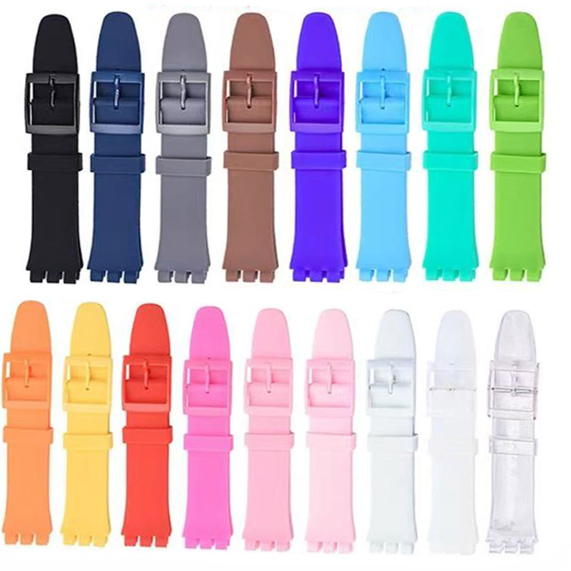 Bracelet en Silicone souple coloré pour montre Swatch, 16mm 17mm 19mm 20mm, accessoires de remplacement avec outil