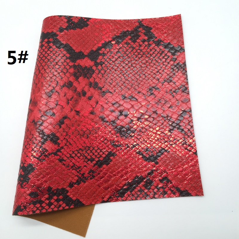 Tela metálica de piel sintética de serpiente, hojas de cuero sintético, para hacer lazos, R2033A, 21x29cm, 1 unidad: 5