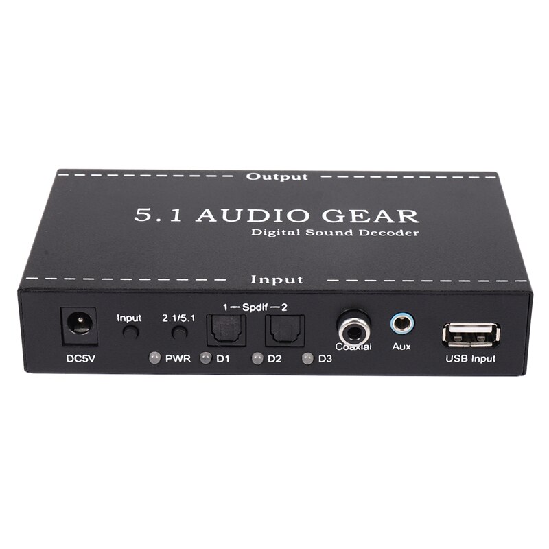 5.1 Audio Gear 2 in 1 5.1 Channel AC3/DTS 3.5mm Audio Gear Digital Surround Sound Decoder Stereo (L/R) Signals Decoder HD Player